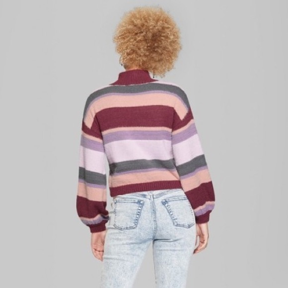 WILD FABLE Striped Neck Sweater in Crystal Violet - Picture 3 of 4